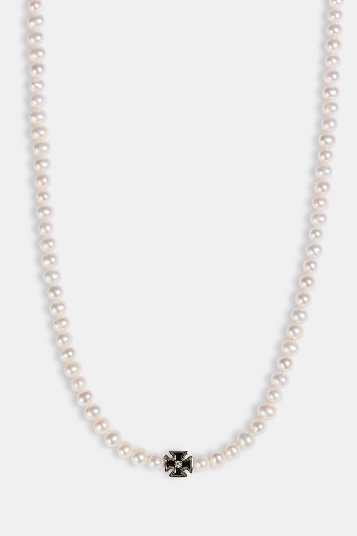 Mens Pearl & Iced Motif Chain - 4mm - White